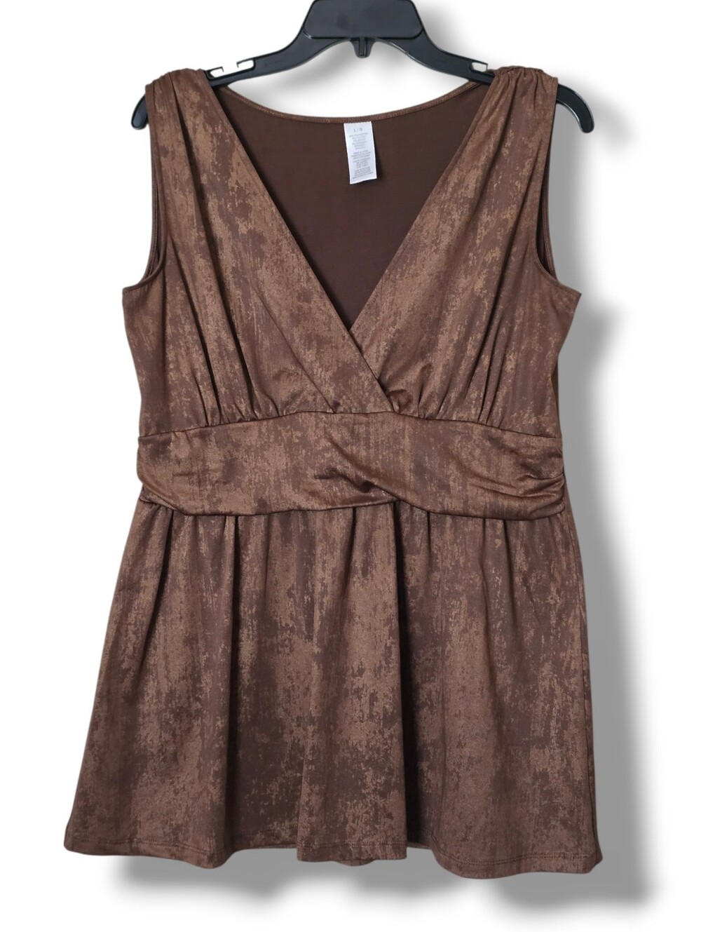 Y2K Avon Bronze Shimmer V-Neck Sleeveless Blouse - Size Large